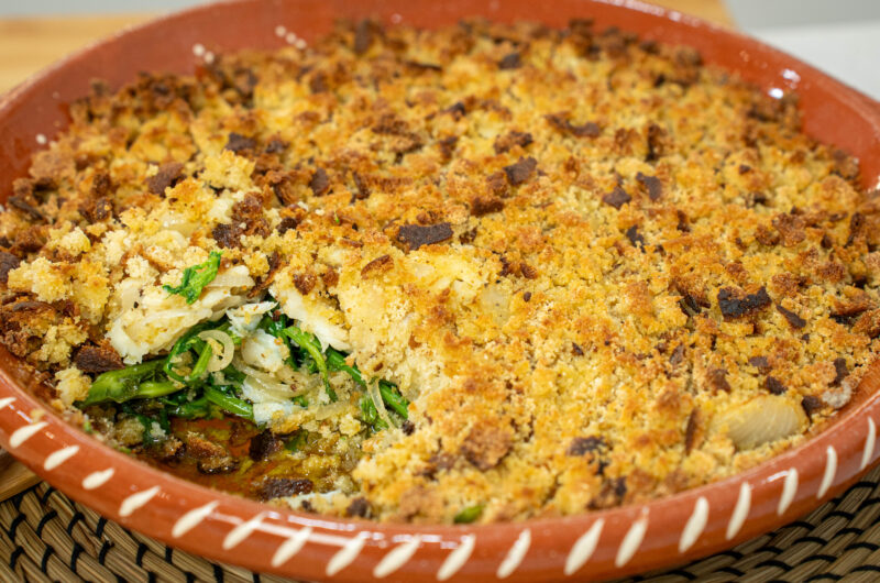 Receita de Bacalhau no Forno com Grelos e Broa