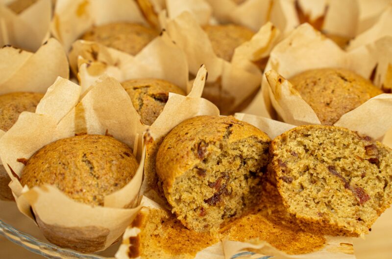 Muffins de Banana com Tâmaras e Mel