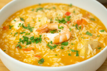 Arroz de Tamboril com Camarão bem caldoso